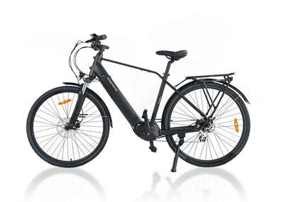 MAGMOVE 700C City eBike with 250W mid-mounted motor, 8-speed gear system, and 80-120km range, featuring adjustable seating8