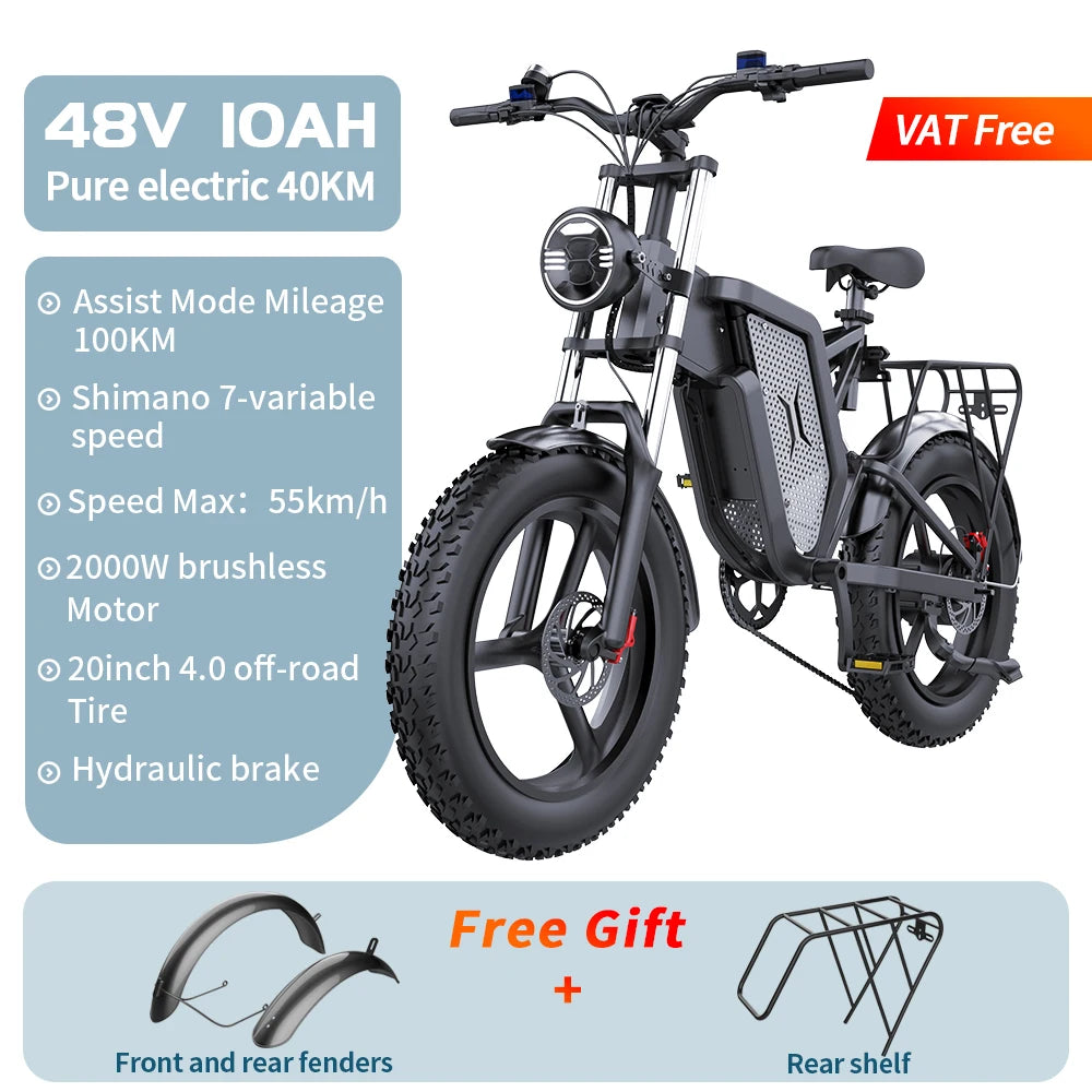 Powerful EKX X20 2000W Electric Mountain Bike for Adults with 48V 35AH Battery and 20 Inch Wheels6