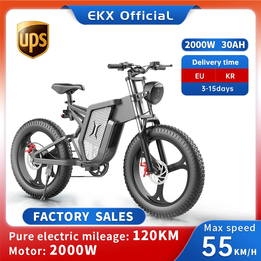Powerful EKX X20 2000W Electric Mountain Bike for Adults with 48V 35AH Battery and 20 Inch Wheels4