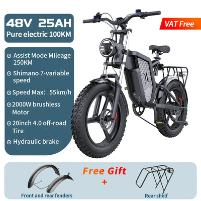 Powerful EKX X20 2000W Electric Mountain Bike for Adults with 48V 35AH Battery and 20 Inch Wheels0